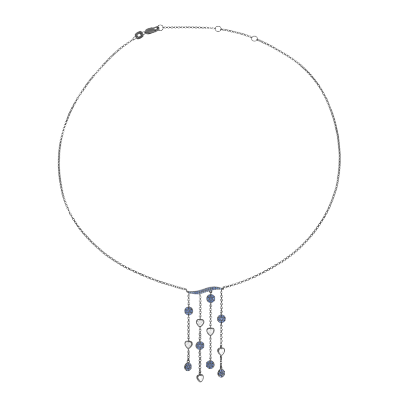 Collier en argent rhodié gris anthracite, oxydes de zirconium