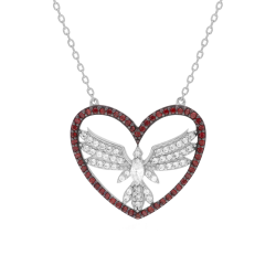 Collier en argent rhodié et rhodié noir, oxydes de zirconium