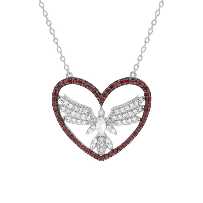 Collier en argent rhodié et rhodié noir, oxydes de zirconium