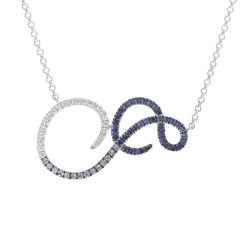 Collier en argent rhodié et rhodié noir, oxydes de zirconium
