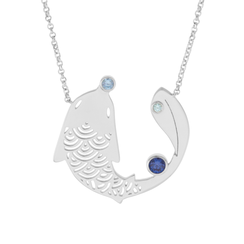 Collier en argent rhodié et oxydes de zirconium