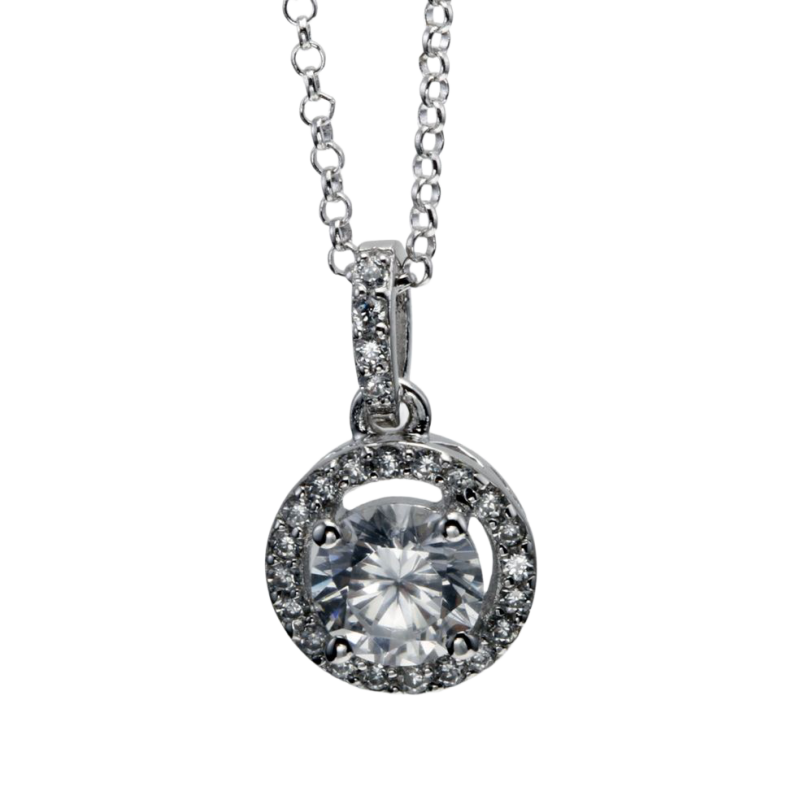 Collier en argent rhodié, oxydes de zirconium