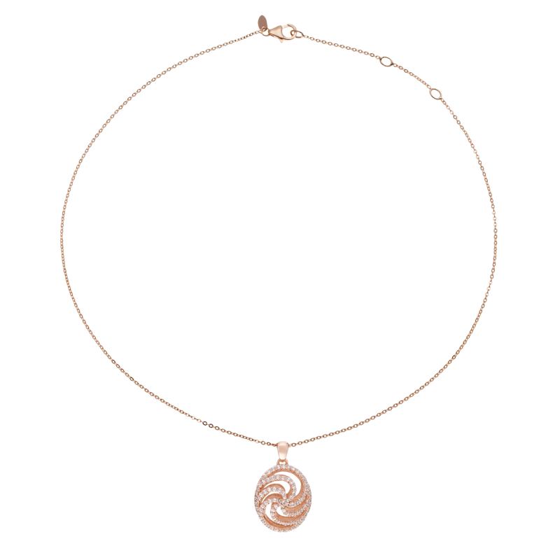 Collier en bronze plaqué or rose et oxydes de zirconium