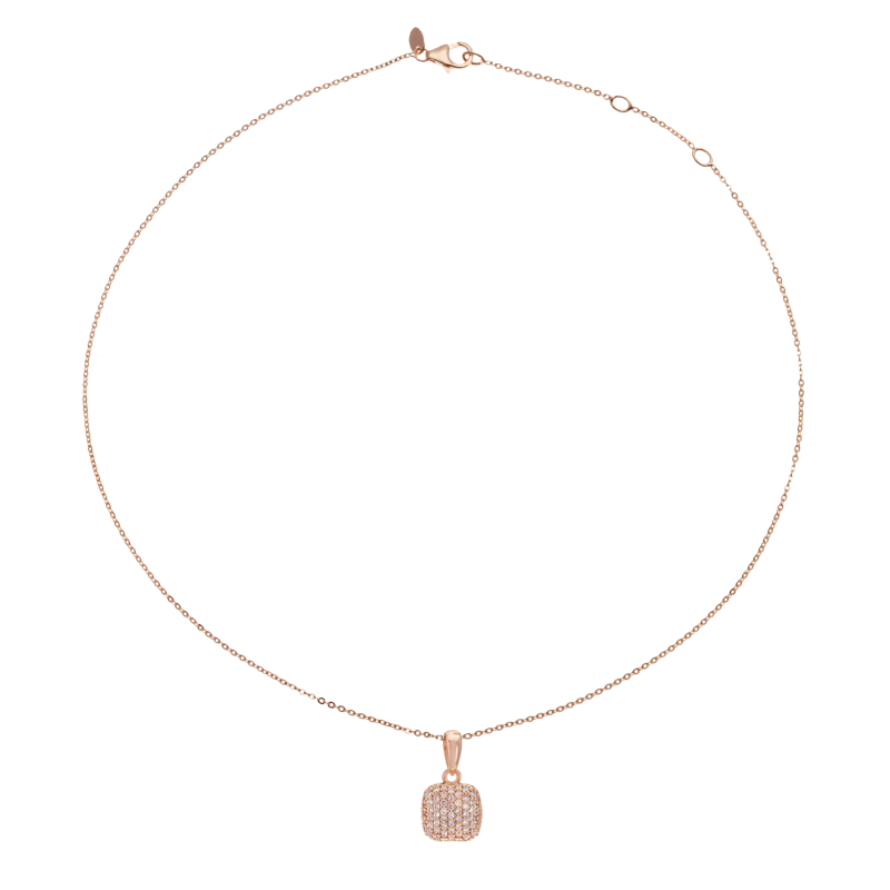 Collier en bronze plaqué or rose et oxydes de zirconium
