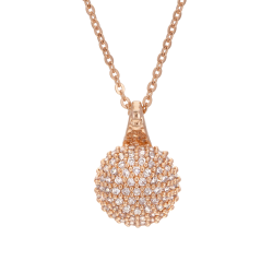 Collier en bronze plaqué or rose et oxydes de zirconium