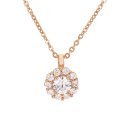 Collier en bronze plaqué or rose et oxydes de zirconium