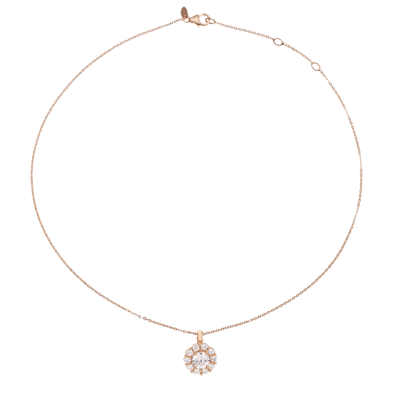 Collier en bronze plaqué or rose et oxydes de zirconium