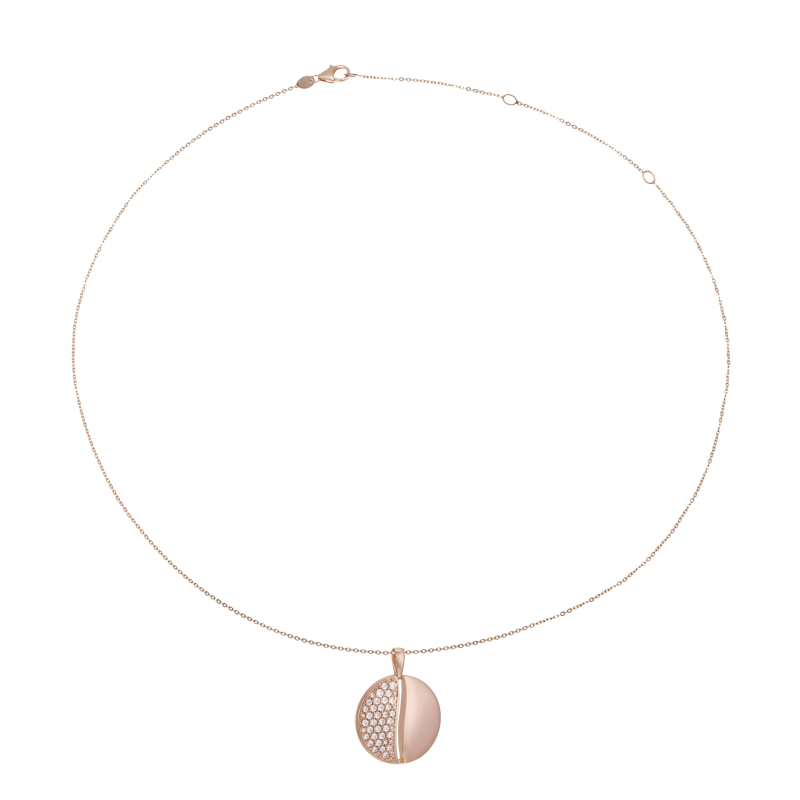 Collier en bronze plaqué or rose et oxydes de zirconium