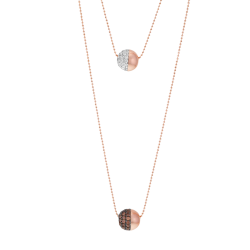 Collier en bronze plaqué or rose et rhodié, oxydes de zirconium