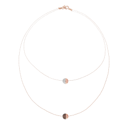 Collier en bronze plaqué or rose et rhodié, oxydes de zirconium