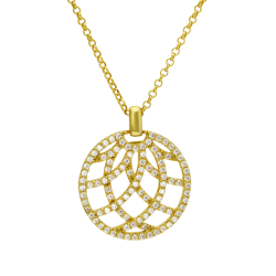 Collier sautoir en argent doré et oxydes de zirconium