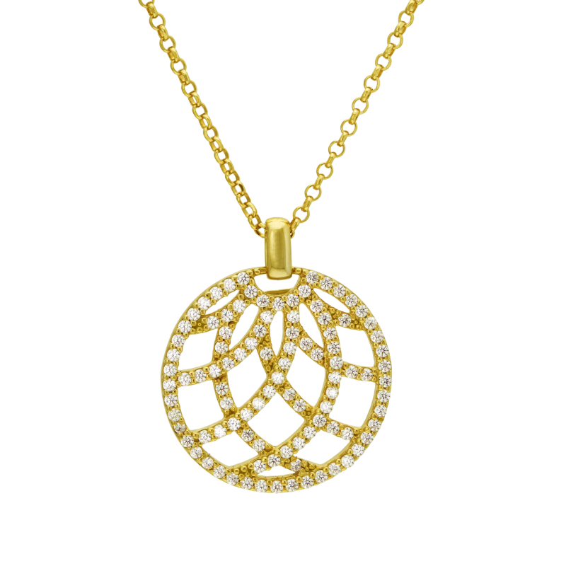 Collier sautoir en argent doré et oxydes de zirconium