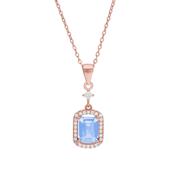 Collier en argent doré rose, oxydes de zirconium 