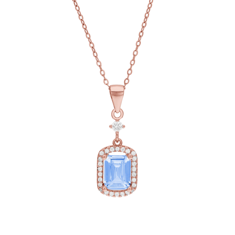 Collier en argent doré rose, oxydes de zirconium 