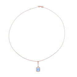 Collier en argent doré rose, oxydes de zirconium 