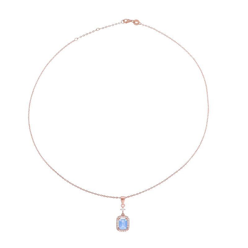 Collier en argent doré rose, oxydes de zirconium 