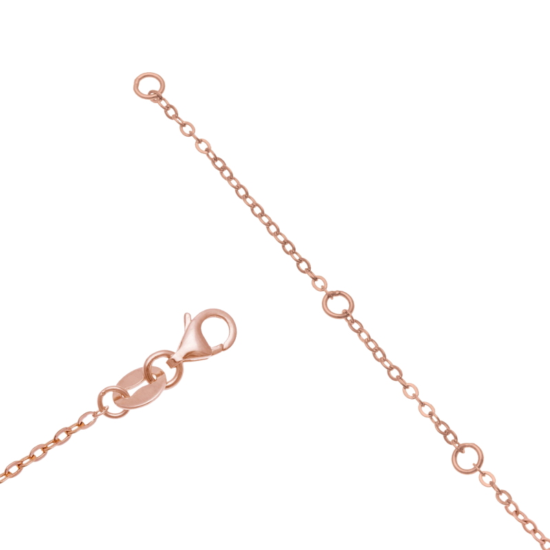 Collier en argent doré rose, oxydes de zirconium 