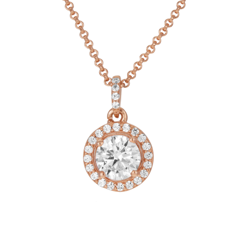 Collier argent doré rose et oxydes de zirconium