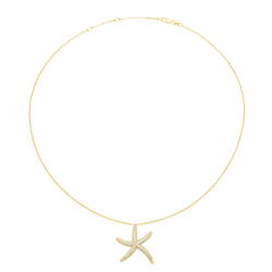 Collier en argent doré et oxydes de zirconium, étoile de mer