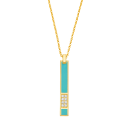 Collier en argent doré, oxydes de zirconium et laque