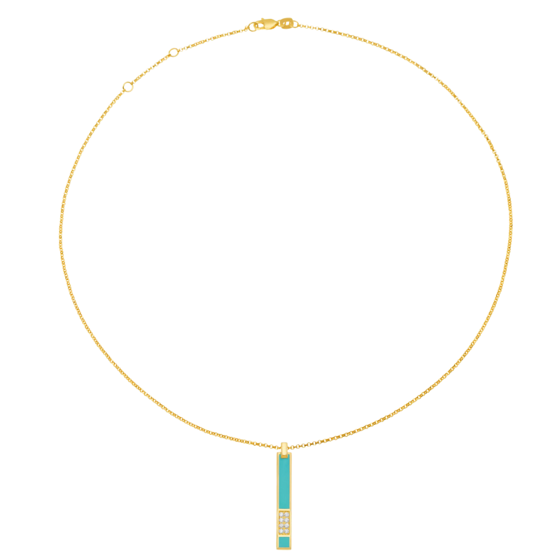 Collier en argent doré, oxydes de zirconium et laque