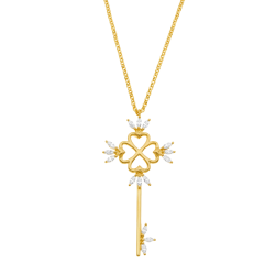 Collier en argent doré et oxydes de zirconium, clef