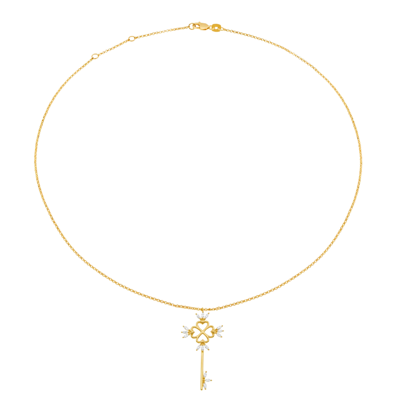 Collier en argent doré et oxydes de zirconium, clef