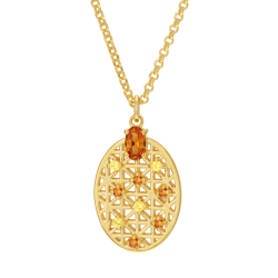 Collier en argent doré et oxydes de zirconium oranges