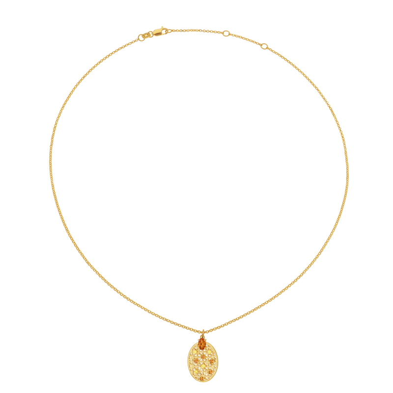 Collier en argent doré et oxydes de zirconium oranges