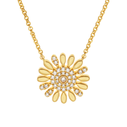 Collier en argent doré et oxydes de zirconium, fleur