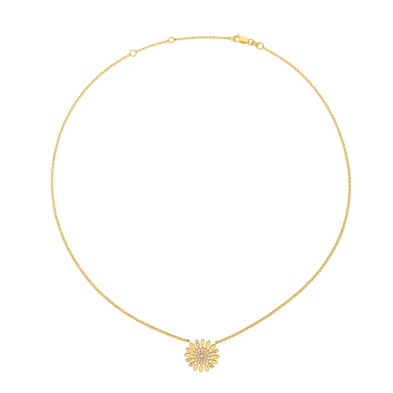 Collier en argent doré et oxydes de zirconium, fleur