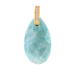 Pendentif en plaqué or et oxydes de zirconium, Amazonite