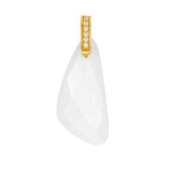 Pendentif en plaqué or, oxydes de zirconium et pierre de lune