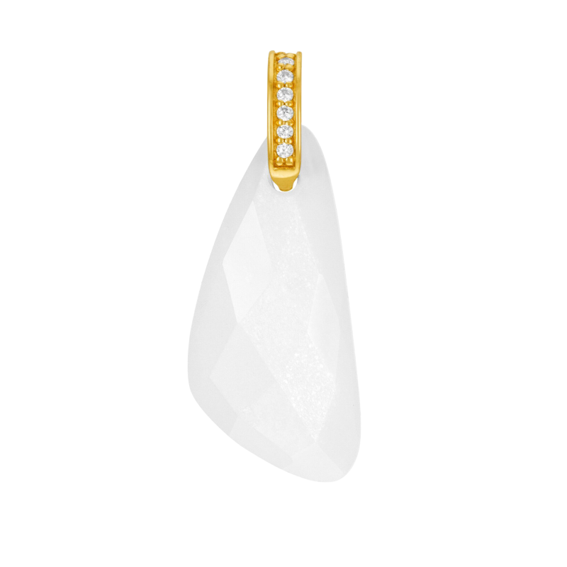 Pendentif en plaqué or, oxydes de zirconium et pierre de lune