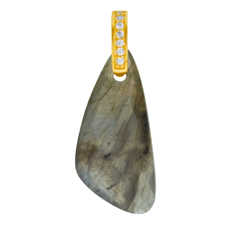 Pendentif en plaqué or et oxydes de zirconium, Labradorite