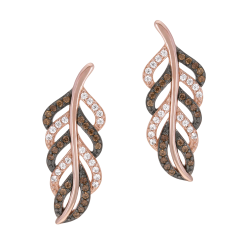 Boucles d'oreilles en plaqué or rose et rhodié, oxydes de zirconium
