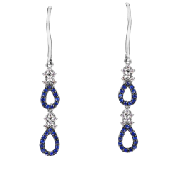 Boucles d'oreilles en argent rhodié, oxydes de zirconium