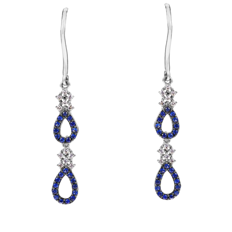 Boucles d'oreilles en argent rhodié, oxydes de zirconium