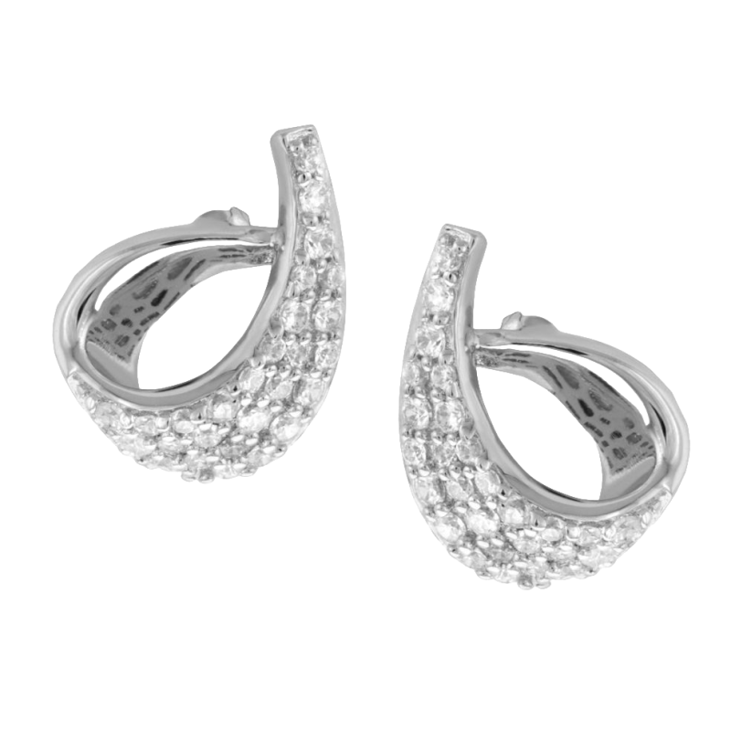 Boucles en argent rhodié, oxydes de zirconium