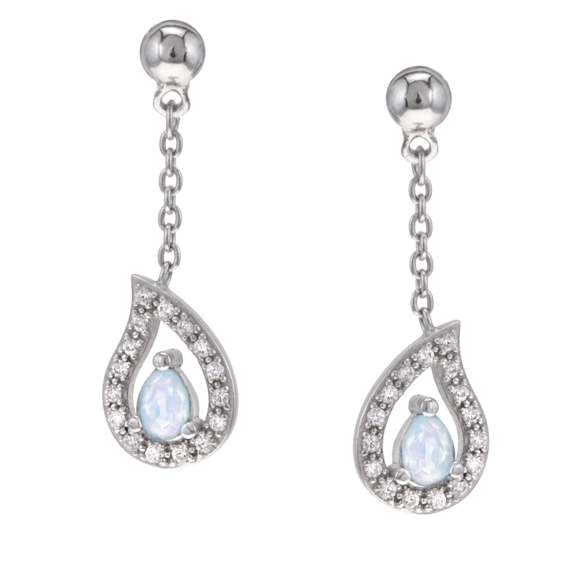 Boucles d'oreilles en argent rhodié, oxydes de zirconium