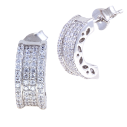 Boucles d'oreilles argent rhodié et oxydes de zirconium