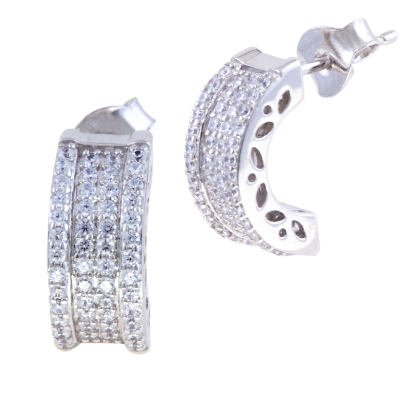 Boucles d'oreilles argent rhodié et oxydes de zirconium