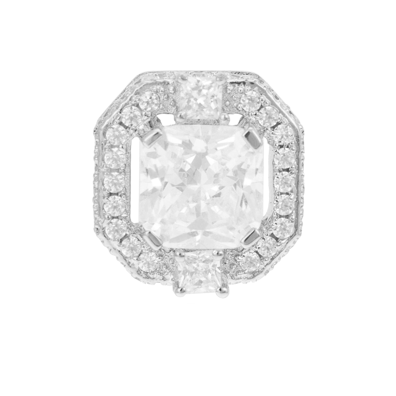 Boucles d'oreilles en argent rhodié, oxydes de zirconium