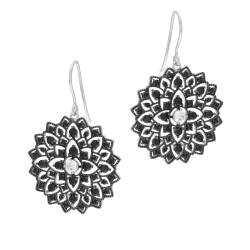 Boucles d'oreilles en argent rhodié et rhodié noir, spinelles et oxyde de zirconium