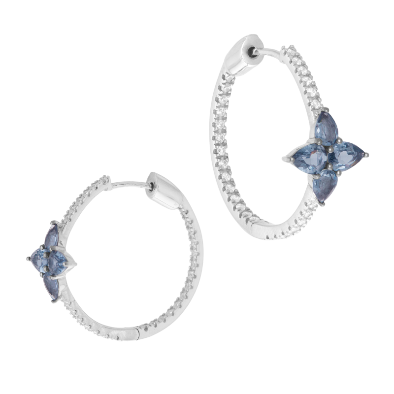 Boucles d'oreilles en argent rhodié et oxydes de zirconium