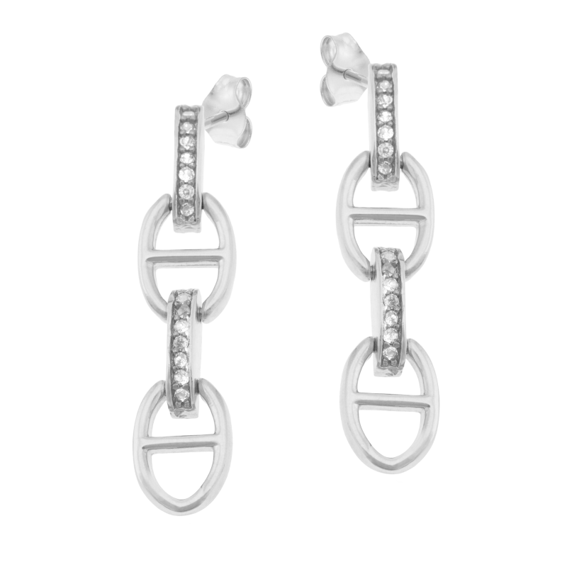 Boucles d'oreilles en argent rhodié et oxydes de zirconium
