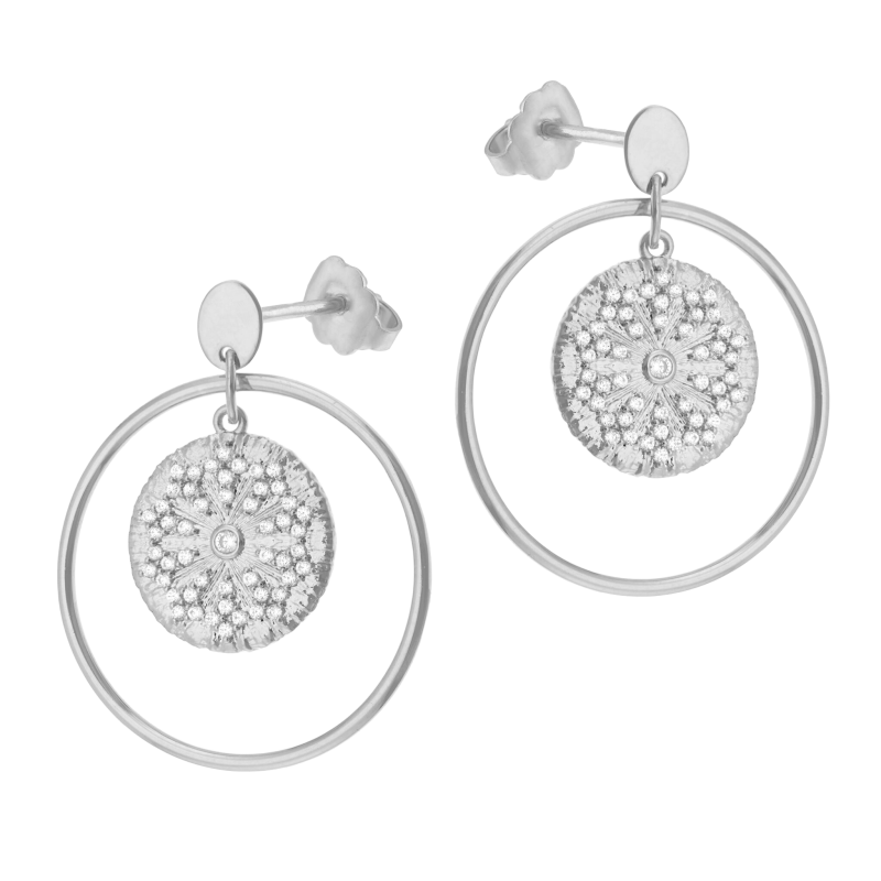 Boucles d'oreilles en argent rhodié et oxydes de zirconium