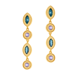 Boucles d'oreilles en argent doré et oxydes de zirconium