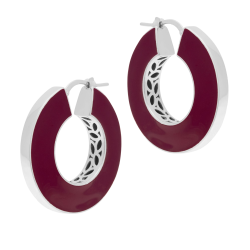 Boucles d'oreilles en argent rhodié et laque