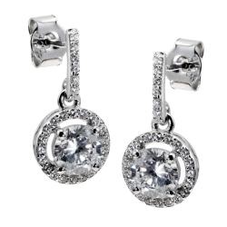 Boucles d'oreilles en argent rhodié, oxydes de zirconium